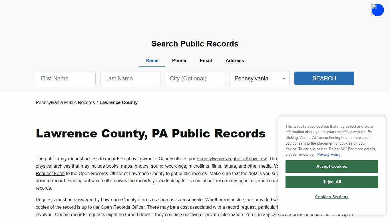 Lawrence County, PA Public Court, Arrest and Inmate Records - ThePublicIndex